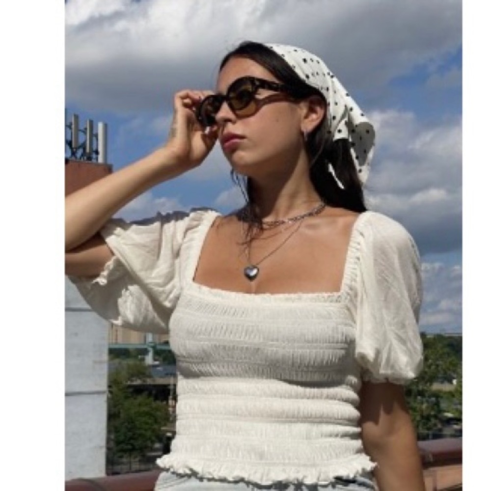 Urban Outfitters smocked white/cream top